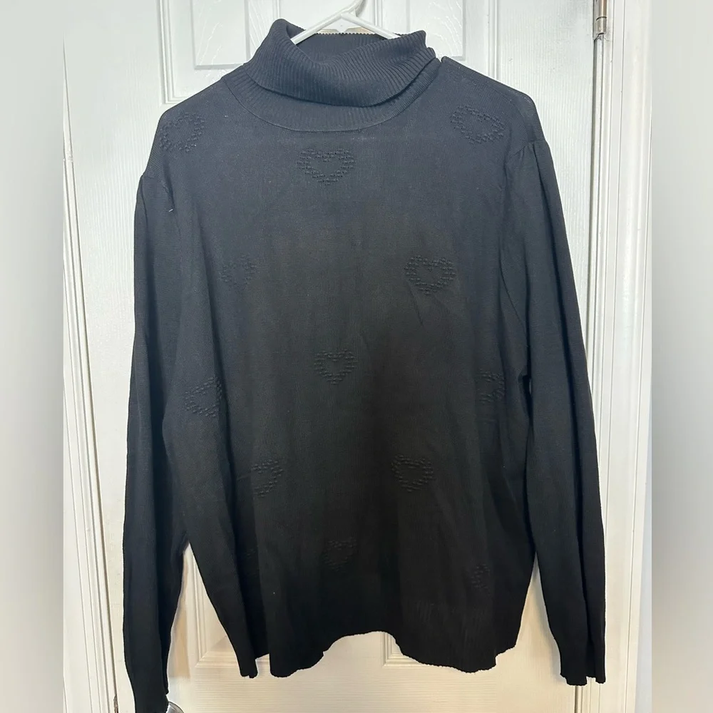 Black Heart Turtleneck Sweater 2X - Picture 1 of 9